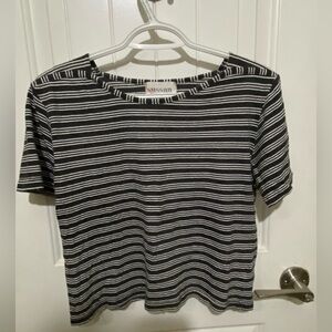 Vintage 90s Striped Cropped Tee - Size L